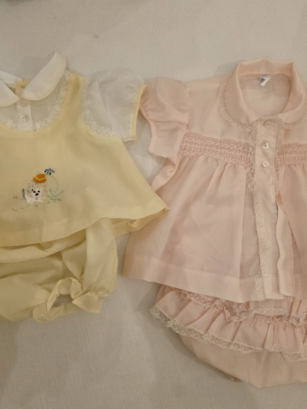Vintage Baby Pink And Yellow Two-Piece Dress Set
